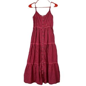 ANTHROPOLOGIE Sundry pink striped tiered sundress dress Size 1 Small
